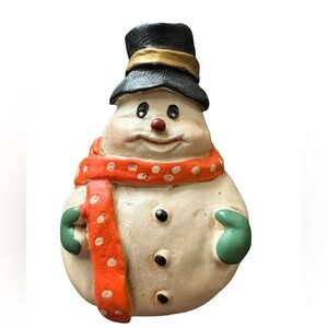 Vintage Snowman with Top Hat Pin Brooch Christmas‎ Scarf Mittens
